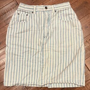 NY Line Striped Blue and White Denim Skirt